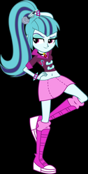 Size: 1703x3384 | Tagged: safe, artist:zeldarondl, edit, sonata dusk, equestria girls, g4, belly button, black background, female, hand on hip, microphone, midriff, simple background, solo