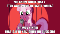 Size: 1916x1074 | Tagged: safe, cheerilee, g4, bad pun, cheerilee pun, exploitable meme, female, meme, microphone, op is a duck (reaction image), open mouth, pun, solo, star wars