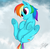 Size: 1041x1013 | Tagged: safe, artist:graboiidz, rainbow dash, g4, cloud, cloudy, cute, dock, female, on back, solo, underhoof, wingless