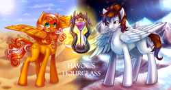 Size: 1649x865 | Tagged: safe, artist:limreiart, oc, oc only, fanfic art, hourglass