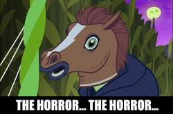 Size: 856x567 | Tagged: safe, edit, edited screencap, screencap, granny smith, earth pony, pony, g4, scare master, season 5, hoers, hoers mask, image macro, implied lily, meme, the horror