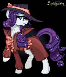 Size: 598x700 | Tagged: safe, artist:lucidcolors, rarity, g4, rarity investigates, clothes, detective, detective rarity, dress, female, hat, solo