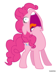 Size: 1680x2160 | Tagged: safe, artist:greaterlimit, edit, vector edit, pinkie pie, earth pony, pony, g4, scare master, d:, faic, female, floppy ears, flutterscream, frown, nose in the air, open mouth, screaming, simple background, solo, tongue out, transparent background, vector, wide eyes