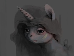 Size: 2293x1737 | Tagged: safe, artist:sharpieboss, princess luna, g4, bandaid, female, portrait, solo, uncanny valley