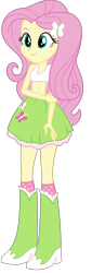 Size: 550x1618 | Tagged: safe, artist:mewtwo-ex, edit, vector edit, fluttershy, equestria girls, g4, belly button, boots, clothes, cute, female, fluttershy's skirt, high heel boots, midriff, simple background, skirt, socks, solo, transparent background, vector