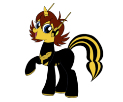 Size: 2824x2341 | Tagged: safe, artist:edcom02, artist:jmkplover, pony, unicorn, wasp, avengers, avengers: earth's mightiest heroes, clothes, costume, crossover, high res, janet van dyne, marvel, ponified, simple background, spiders and magic: capcom invasion, spiders and magic: rise of spider-mane, transparent background