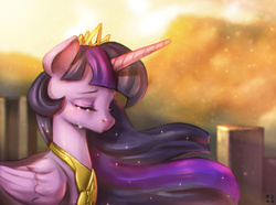 Size: 1898x1409 | Tagged: safe, artist:mrs1989, twilight sparkle, alicorn, pony, g4, armor, crown, crying, female, mare, solo, twilight sparkle (alicorn)