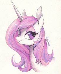 Size: 2508x3036 | Tagged: safe, artist:rocy canvas, fleur-de-lis, pony, unicorn, g4, bust, female, high res, lidded eyes, simple background, solo, white background