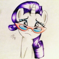 Size: 1024x1024 | Tagged: safe, artist:theasce, rarity, g4, female, glasses, portrait, solo, traditional art
