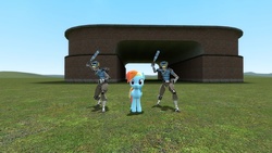 Size: 960x540 | Tagged: safe, rainbow dash, robot, g4, crossover, mann vs machine, scout (tf2), team fortress 2