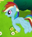 Size: 130x148 | Tagged: safe, gameloft, screencap, rainbow dash, g4, female, flying, picture for breezies, solo