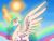 Size: 1024x768 | Tagged: dead source, safe, artist:sessomesmaru, princess celestia, alicorn, pony, g4, eyes closed, female, magic, missing accessory, solo, sun