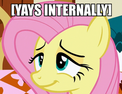 Size: 530x410 | Tagged: safe, screencap, fluttershy, g4, descriptive noise, image macro, meme, x internally, yay