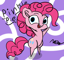 Size: 1063x1003 | Tagged: safe, artist:messenger, pinkie pie, earth pony, pony, g4, bipedal, cute, female, looking at you, open mouth, smiling, solo