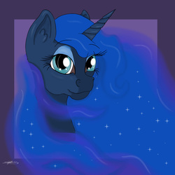 Size: 1000x1000 | Tagged: safe, artist:littlewolfstudios, princess luna, g4, bust, female, portrait, princess, solo