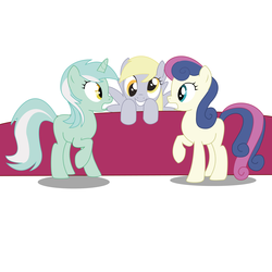 Size: 3000x3000 | Tagged: safe, artist:evilgnome555, bon bon, derpy hooves, lyra heartstrings, sweetie drops, pegasus, pony, g4, my little pony: friendship is magic, secret of my excess, female, high res, mare