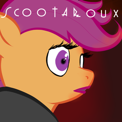 Size: 1200x1200 | Tagged: safe, artist:evilgnome555, scootaloo, g4, album parody, female, solo