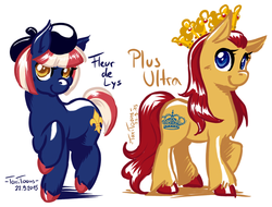 Size: 900x684 | Tagged: safe, artist:taritoons, oc, oc only, oc:fleur de lys, oc:plus ultra, france, hilarious in hindsight, nation ponies, ponified, spain