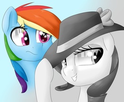 Size: 988x809 | Tagged: safe, artist:victoreach, rainbow dash, rarity, g4, rarity investigates, black and white, grayscale, m'lady