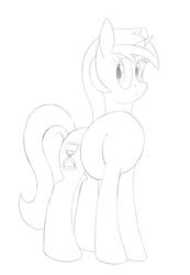 Size: 779x1125 | Tagged: safe, artist:keboponda, minuette, pony, unicorn, g4, 30 minute art challenge, female, long neck, monochrome, solo