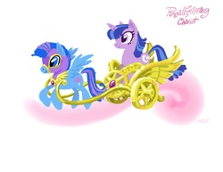 Size: 3300x2550 | Tagged: safe, artist:paul rudish, twilight twinkle, pegasus, pony, unicorn, leak, 2009, chariot, concept art, duo, high res, royal emissary chariot