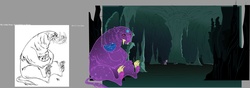 Size: 5559x1957 | Tagged: safe, rarity, bear, pony, unicorn, ursa, ursa major, ursa minor, g4, leak, cave, concept art, female, mare