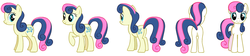 Size: 1415x319 | Tagged: safe, bon bon, sweetie drops, earth pony, pony, g4, official, leak, concept art, female, rotation, simple background, solo, white background