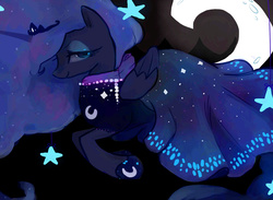 Size: 1500x1100 | Tagged: safe, artist:staticdragon1, princess luna, g4, clothes, dress, female, moon, over the moon, solo