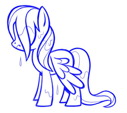 Size: 598x533 | Tagged: safe, artist:michael gilbert, fluttershy, pegasus, pony, g4, leak, concept art, dampershy, female, mare, monochrome, solo, wet mane