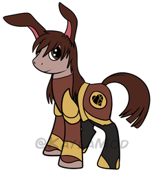 Size: 1002x1120 | Tagged: safe, artist:kaylamod, pony, bunny ears, obtrusive watermark, ponified, rwby, simple background, solo, velvet scarlatina, watermark, white background