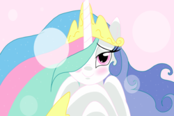 Size: 1800x1200 | Tagged: safe, artist:theroyalprincesses, princess celestia, g4, bedroom eyes, blushing, dreamy, female, lens flare, looking at you, portrait, solo