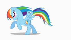 Size: 819x468 | Tagged: safe, rainbow dash, pegasus, pony, g4, leak, animated, concept art, female, mare, old cutie mark, running, simple background, solo, white background