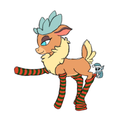 Size: 800x800 | Tagged: safe, artist:anonymous, velvet (tfh), deer, elf, winter sprite, them's fightin' herds, clothes, community related, drawfag, socks, striped socks