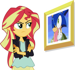 Size: 1093x1024 | Tagged: safe, sunset shimmer, equestria girls, g4, my little pony equestria girls: rainbow rocks, crossover, exploitable, exploitable meme, male, mame, meme, picture frame, sonic the hedgehog, sonic the hedgehog (series), sonic x