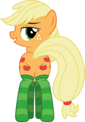 Size: 6433x9114 | Tagged: safe, artist:mrcabezon, applejack, earth pony, pony, g4, absurd resolution, bedroom eyes, both cutie marks, butt, featureless crotch, female, plot, show accurate, simple background, socks, solo, transparent background, vector
