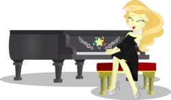 Size: 5117x3000 | Tagged: safe, artist:theshadowstone, oc, oc only, human, equestria girls, g4, the mane attraction, choker, clothes, crying, dress, equestria girls-ified, eyes closed, female, high heels, high res, humanized, musical instrument, necklace, open mouth, piano, scene interpretation, simple background, singing, smiling, solo, speculation, tears of joy, the magic inside, transparent background, vector, wrong hair color