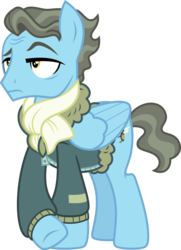 Size: 2177x3000 | Tagged: safe, artist:chainchomp2, wind rider, pegasus, pony, g4, rarity investigates, .svg available, clothes, high res, jacket, male, scarf, simple background, solo, stallion, transparent background, underhoof, unimpressed, vector