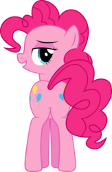 Size: 6378x9801 | Tagged: safe, artist:mrcabezon, pinkie pie, earth pony, pony, g4, .ai available, absurd resolution, bedroom eyes, both cutie marks, butt, featureless crotch, female, looking back, plot, show accurate, simple background, solo, transparent background, vector