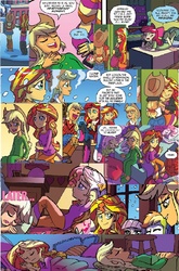 Size: 677x1024 | Tagged: safe, artist:tonyfleecs, idw, applejack, sunset shimmer, equestria girls, g4, spoiler:comic, spoiler:comicholiday2014, adventure in the comments, clothes, collage, female, lesbian, nightgown, ship:appleshimmer, shipping, shipping fuel, sleepover, slippers, winter