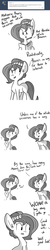 Size: 806x4030 | Tagged: safe, artist:tjpones, oc, oc only, oc:brownie bun, earth pony, pony, horse wife, ask, impending doom, magazine, monochrome, multiverse, scrunchy face, self ponidox, tumblr