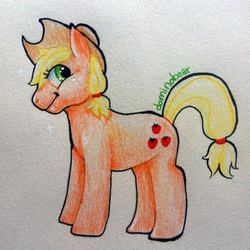 Size: 1024x1024 | Tagged: safe, artist:dominobear, applejack, g4, female, solo, traditional art