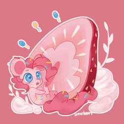 Size: 500x500 | Tagged: safe, artist:lemonheart, pinkie pie, mouse, g4, female, mousified, pinkie mouse, solo, species swap, sprinkles, strawberry