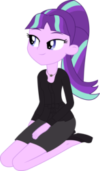 Size: 1275x2168 | Tagged: safe, artist:sketchmcreations, starlight glimmer, equestria girls, g4, blouse, clothes, equestria girls-ified, female, high heels, kneeling, necklace, simple background, skirt, solo, transparent background