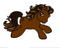 Size: 507x404 | Tagged: safe, artist:zeveraar, g3, african, african pony, brown coat, brown eyes, brown mane, cutie mark, jumping, looking at you, simple background, white background