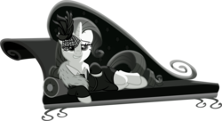 Size: 7355x4000 | Tagged: safe, artist:jeatz-axl, rarity, pony, unicorn, g4, rarity investigates, absurd resolution, bedroom eyes, clothes, couch, detective, detective rarity, draw me like one of your french girls, fainting couch, female, looking at you, monochrome, noir, ponyscape, simple background, solo, transparent background, vector