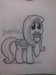 Size: 972x1296 | Tagged: safe, artist:ljdamz1119, fluttershy, g4, female, flower, flower basket, monochrome, solo, traditional art