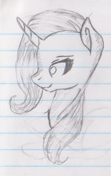 Size: 318x502 | Tagged: safe, artist:alka-pony2, trixie, pony, unicorn, g4, female, mare, monochrome, portrait, sketch, solo, traditional art