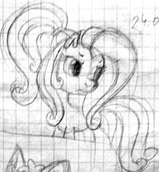 Size: 447x482 | Tagged: safe, artist:colossalstinker, rainbow dash, rainbow dash (g3), g3, g3.5, g4, angry, female, graph paper, looking back, monochrome, rainbow dash is not amused, solo, traditional art, unamused