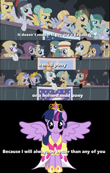 Size: 1703x2672 | Tagged: safe, edit, edited screencap, screencap, amaranthine, charcoal bakes, cloud kicker, crescent pony, doctor whooves, dry wheat, flurry, lemon hearts, lucky clover, mane moon, minuette, orion, rainbow swoop, sea swirl, seafoam, shady daze, shooting star (g4), soot stain, spectrum, spring melody, sprinkle medley, sunshower raindrops, time turner, twilight sparkle, written script, alicorn, earth pony, pegasus, pony, unicorn, g1, g4, hearth's warming eve (episode), alicorn drama, alicorn master race, background pony strikes again, drama, female, glorious master race, hearth's warming eve, helmet, image macro, male, mare, meme, mud pony, op is a duck, op is trying to start shit, out of character, stallion, twilicorn spotlight drama, twilight sparkle (alicorn)
