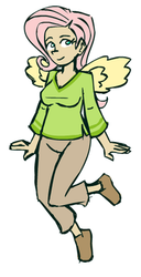 Size: 205x400 | Tagged: safe, artist:malunis, fluttershy, human, g4, female, humanized, solo, winged humanization